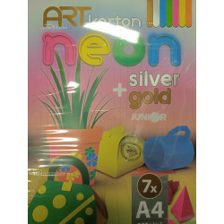 Art karton neon +silver , gold, 7 farieb